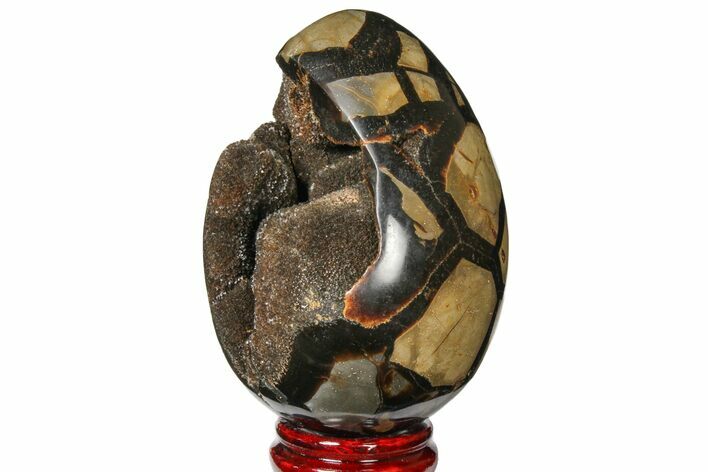 Septarian Dragon Egg Geode - Black Crystals #120896